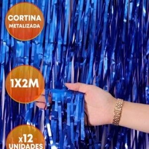 CORTINA METALIZADA LLUVIA AZUL
