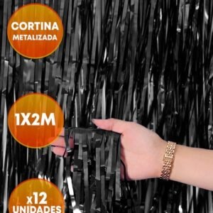CORTINA METALIZADA LLUVIA NEGRO